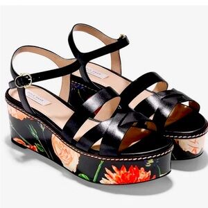 Cole Haan Jianna Floral Platform Sandals - Black
